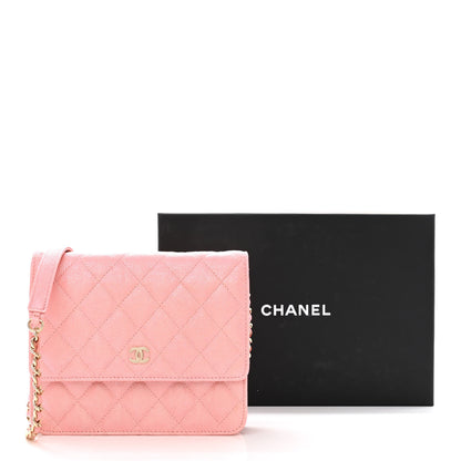 Chanel Iridescent Caviar Quilted Square Wallet On Chain WOC Rose Pink 12 of 12