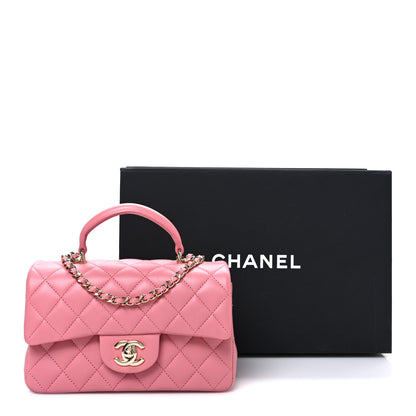 Chanel Lambskin Quilted Mini Top Handle Rectangular Flap Pink 11 of 11