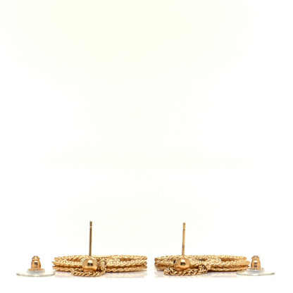 Chanel CC Drop Earrings Matte Gold 3 of 5