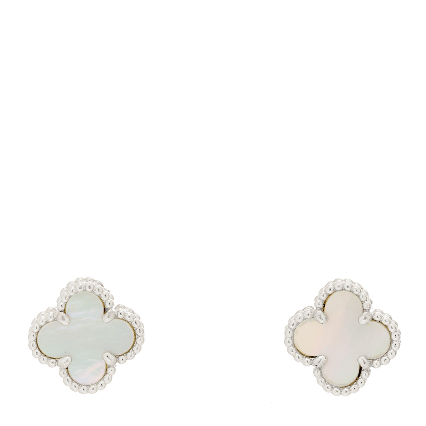18K White Gold Mother of Pearl Sweet Alhambra Earrings