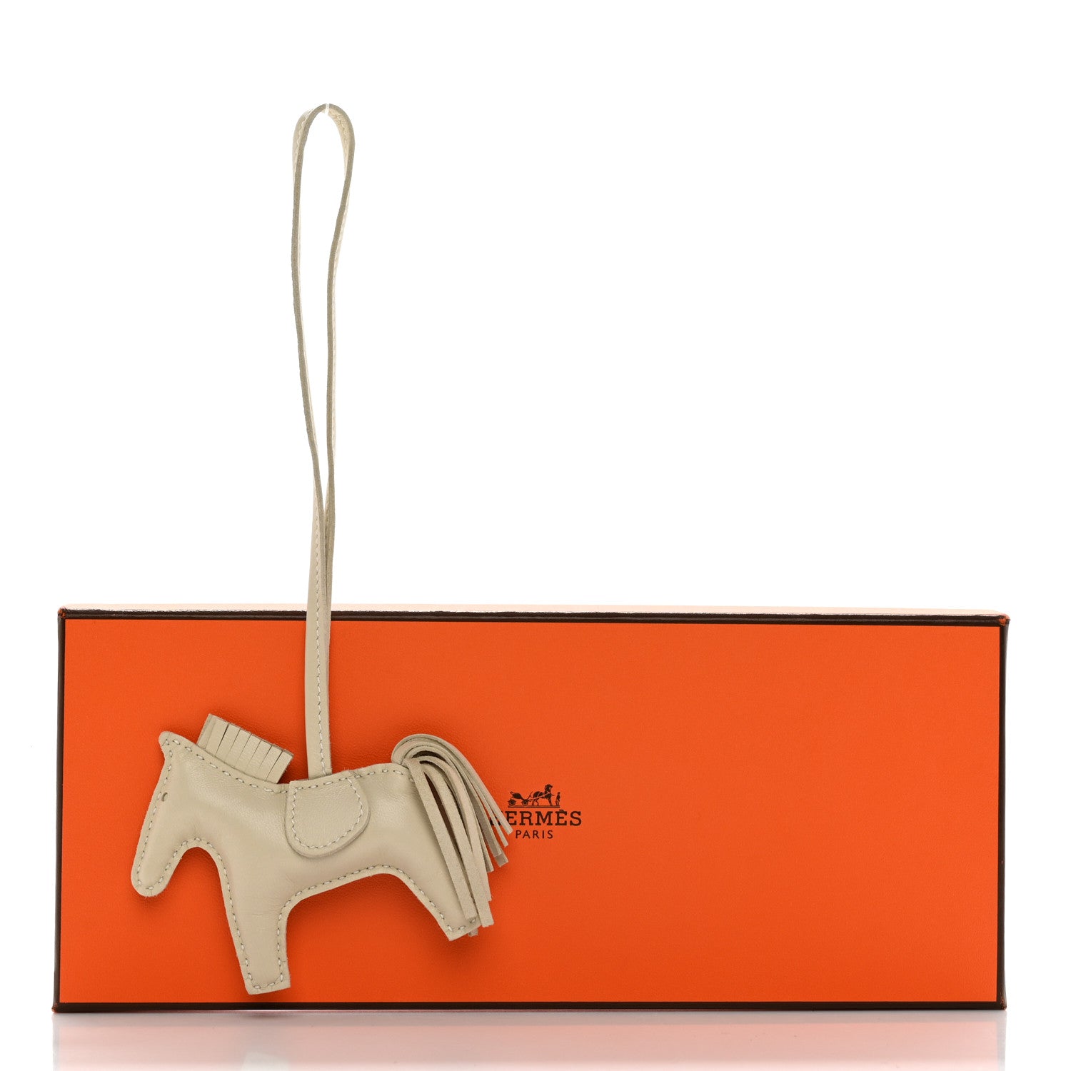 Hermes Milo Lambskin Grigri Rodeo Horse Bag Charm PM Craie 5 of 5