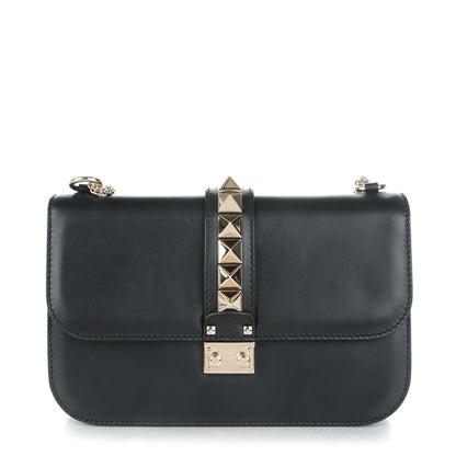 Valentino Garavani Vitello Medium Glam Lock Rockstud Flap Black 1 of 7