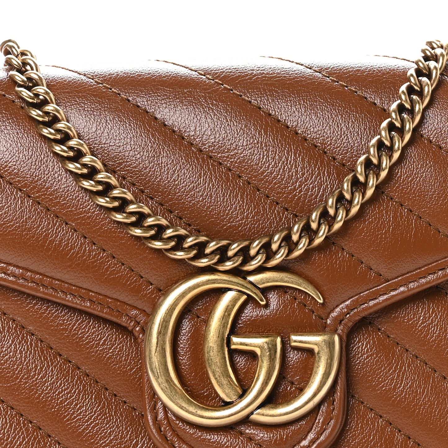 Azalea Calfskin Matelasse Diagonal GG Marmont Chain Wallet Cuir