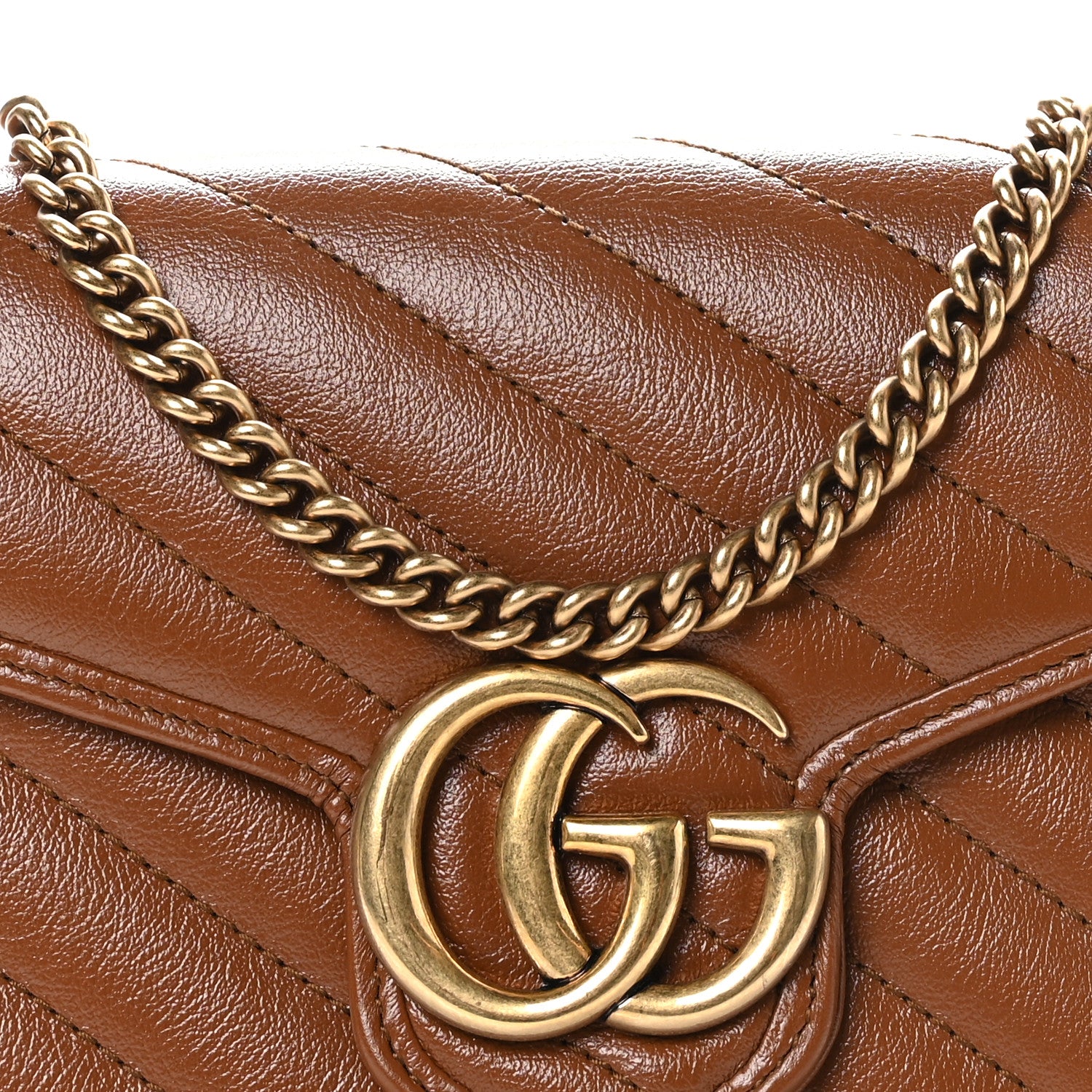 Gucci Azalea Calfskin Matelasse Diagonal GG Marmont Chain Wallet Cuir 8 of 10