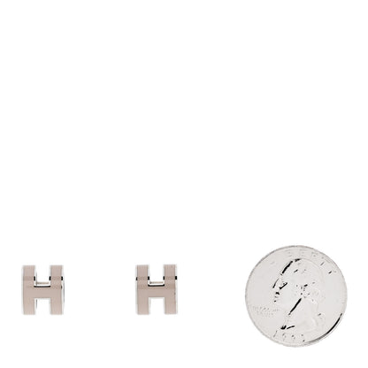 Hermes Palladium Lacquered Pop H Earrings Marron Glace 2 of 5