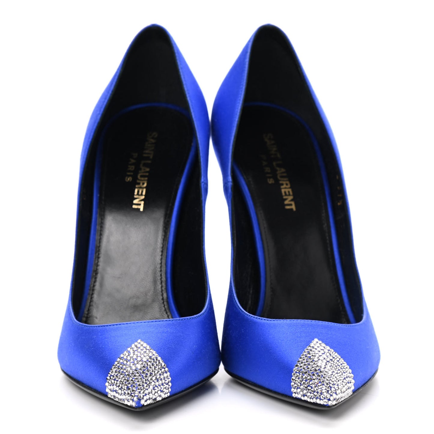 Satin Crystal Embellished Tower 110 Pump 37.5 Blue