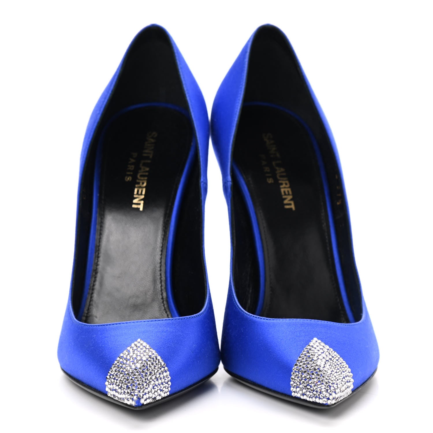 Saint Laurent Satin Crystal Embellished Tower 110 Pump 37.5 Blue 2 of 9