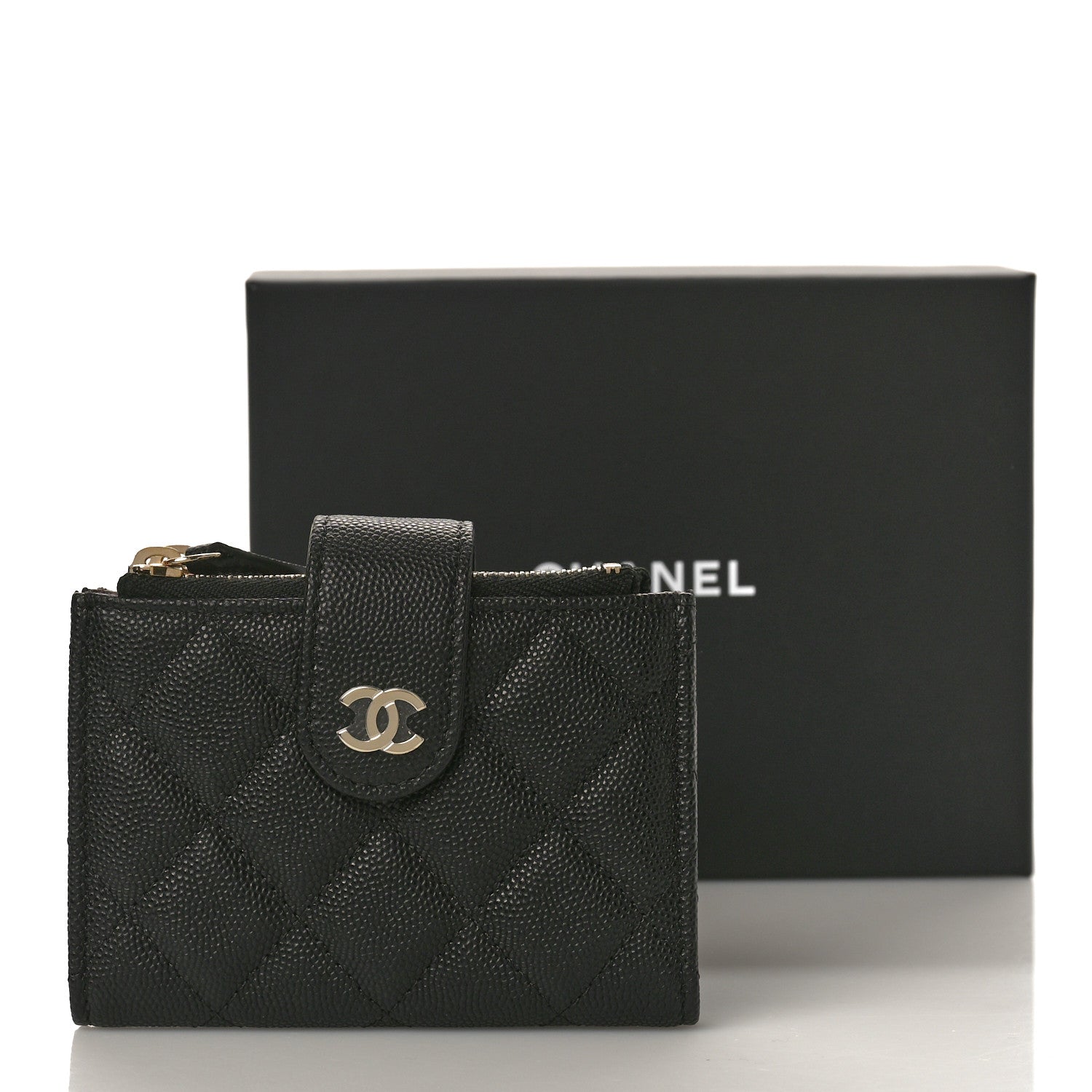 Chanel Caviar Quilted Compact Zipped Pocket Wallet Black 9 of 9