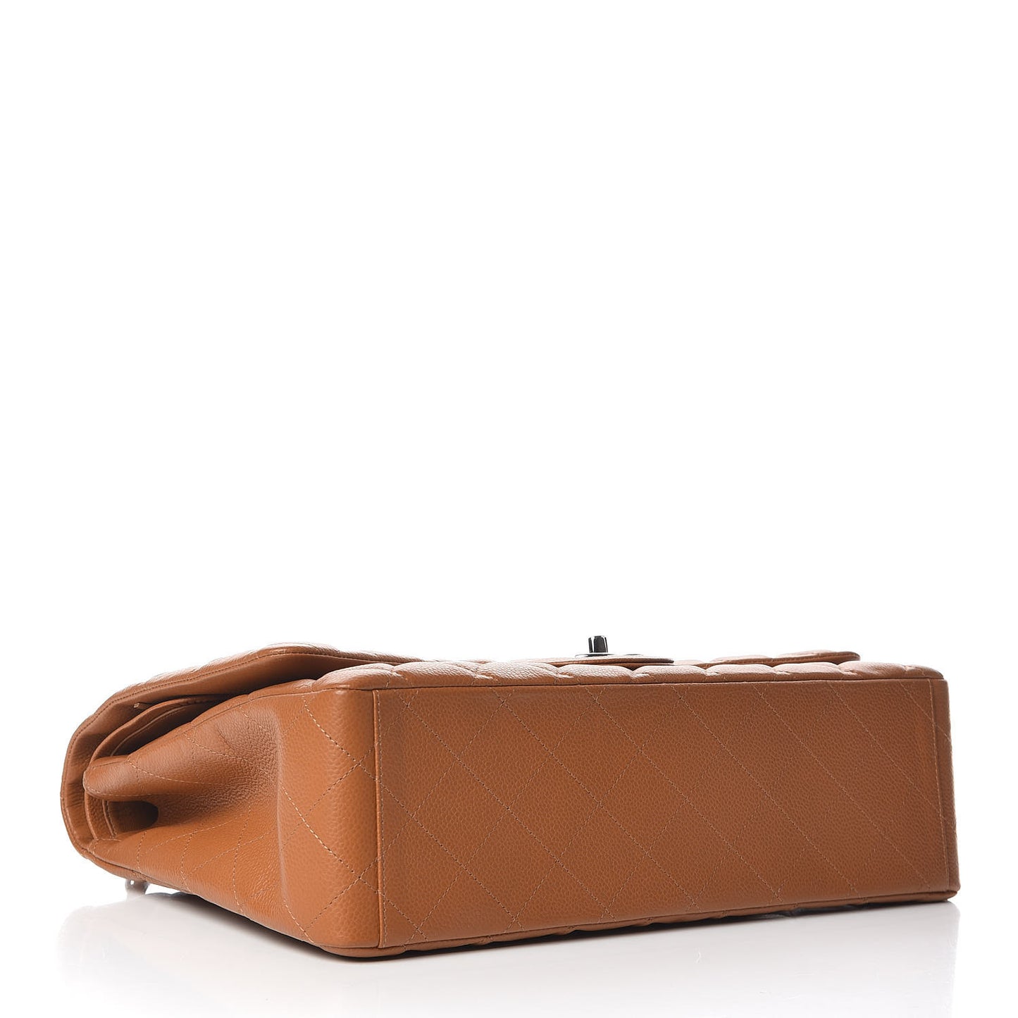 Caviar Quilted Maxi Double Flap Light Brown