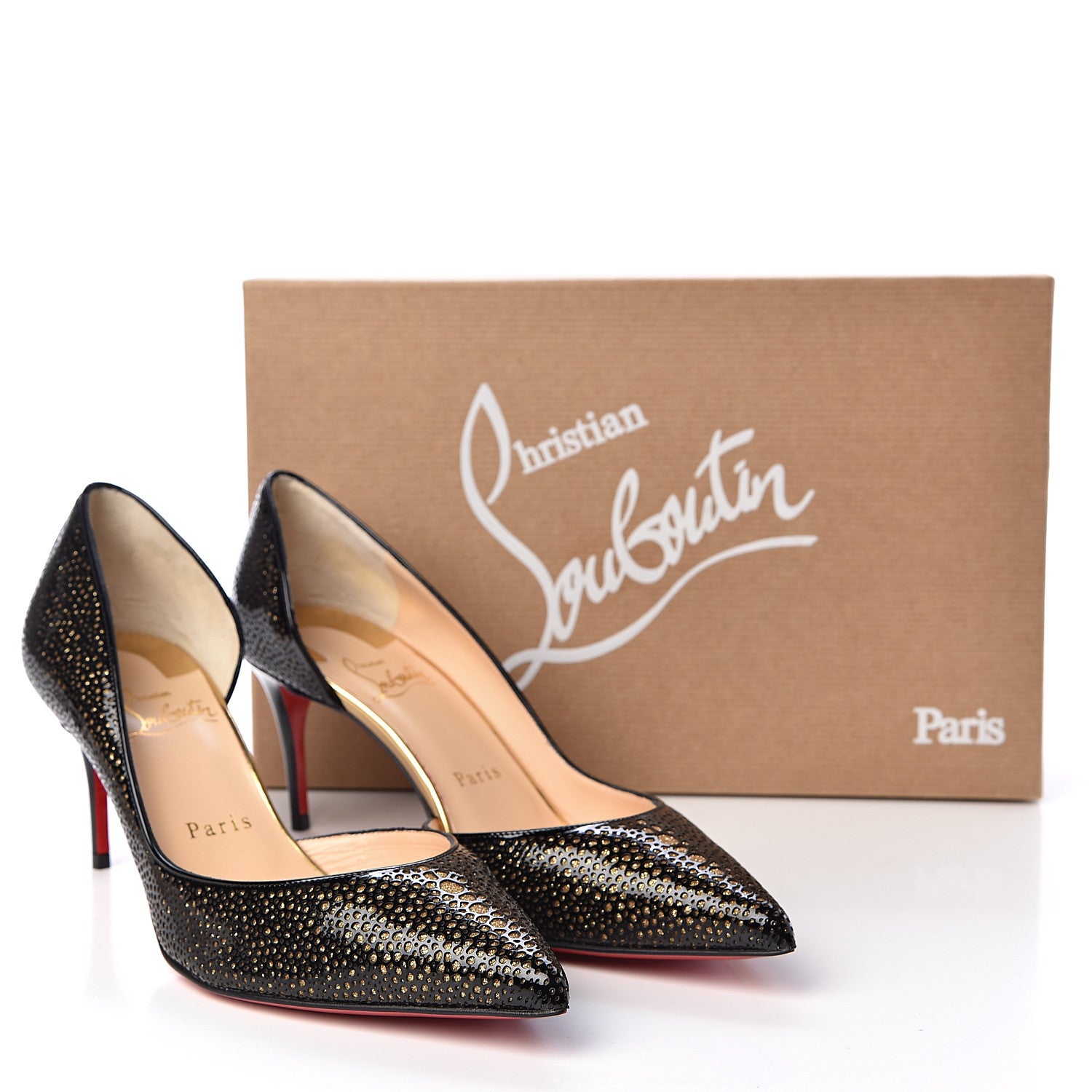 Christian Louboutin Patent Glitter Galupump 70 Pumps 36.5 Black Gold 8 of 8