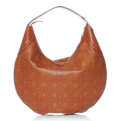 Gucci GGUCCI Calfskin Horsebit Embossed Glam Hobo Tan 1 of 7