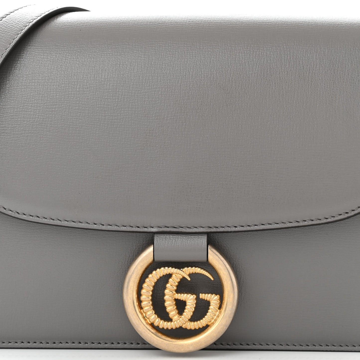 Textured Calfskin Small Torchon GG Ring Shoulder Bag Dusty Grey