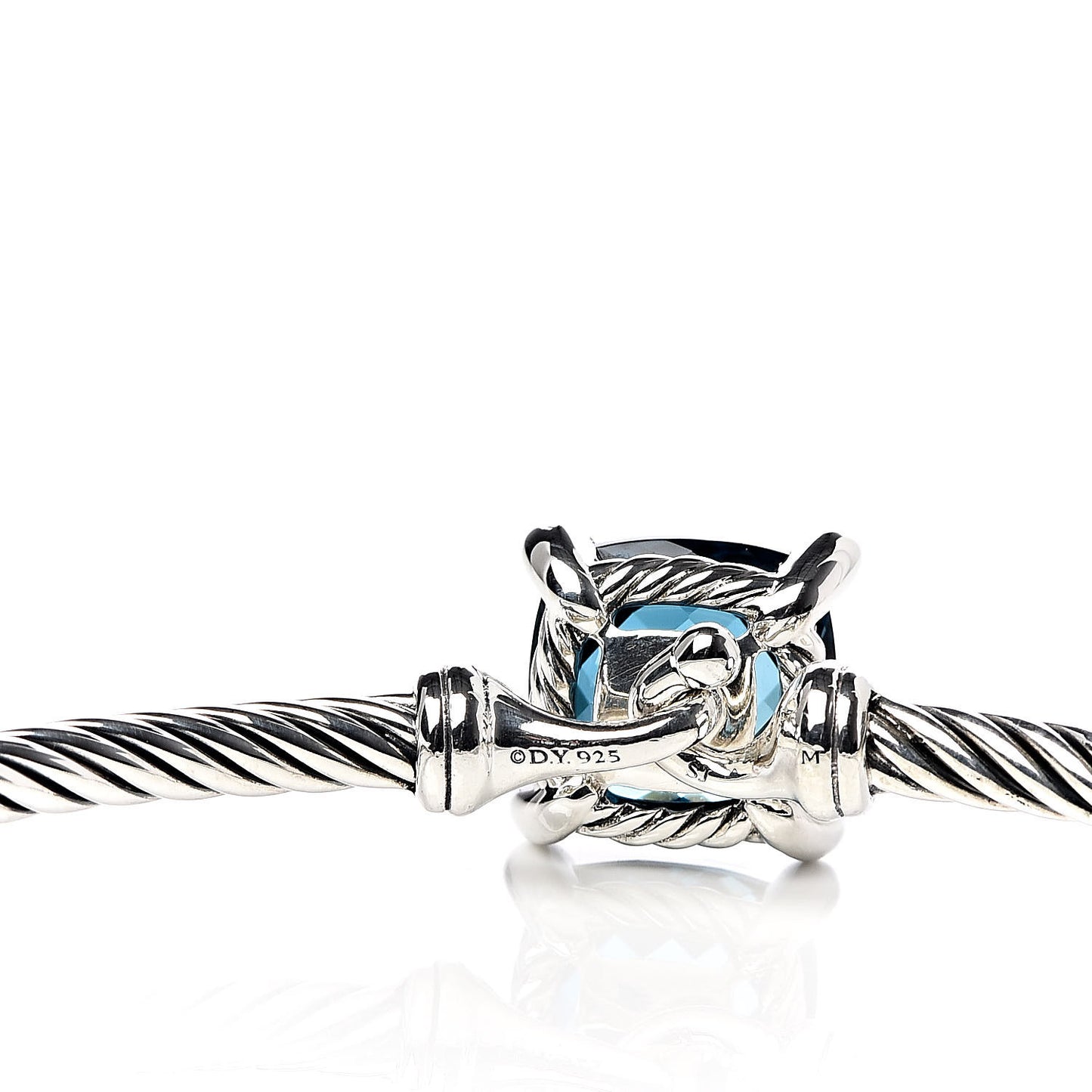 Sterling Silver Hampton Blue Topaz Diamond 8mm Chatelaine Bracelet