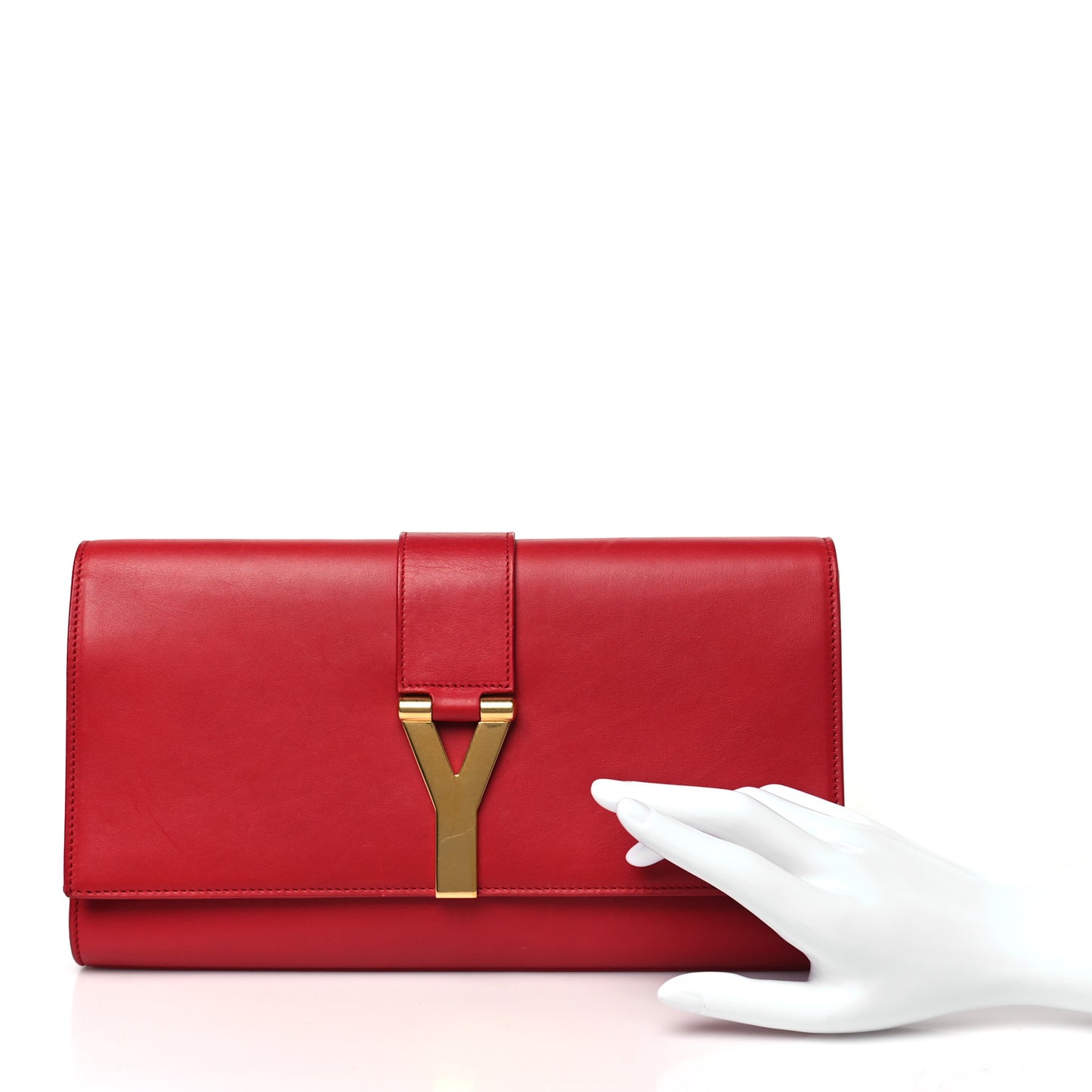 Calfskin Classic Y Ligne Clutch Red