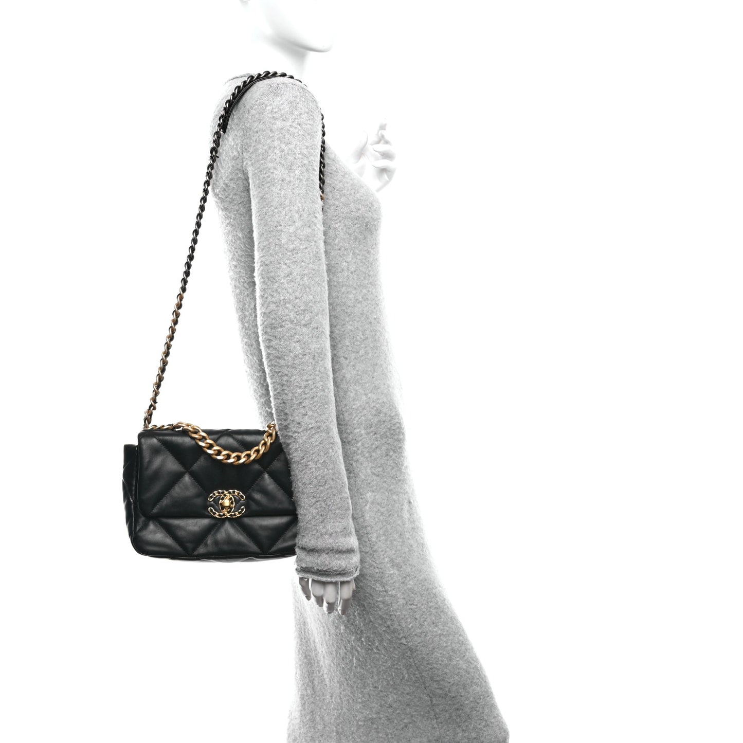 Lambskin Quilted Medium Chanel 19 Flap Black