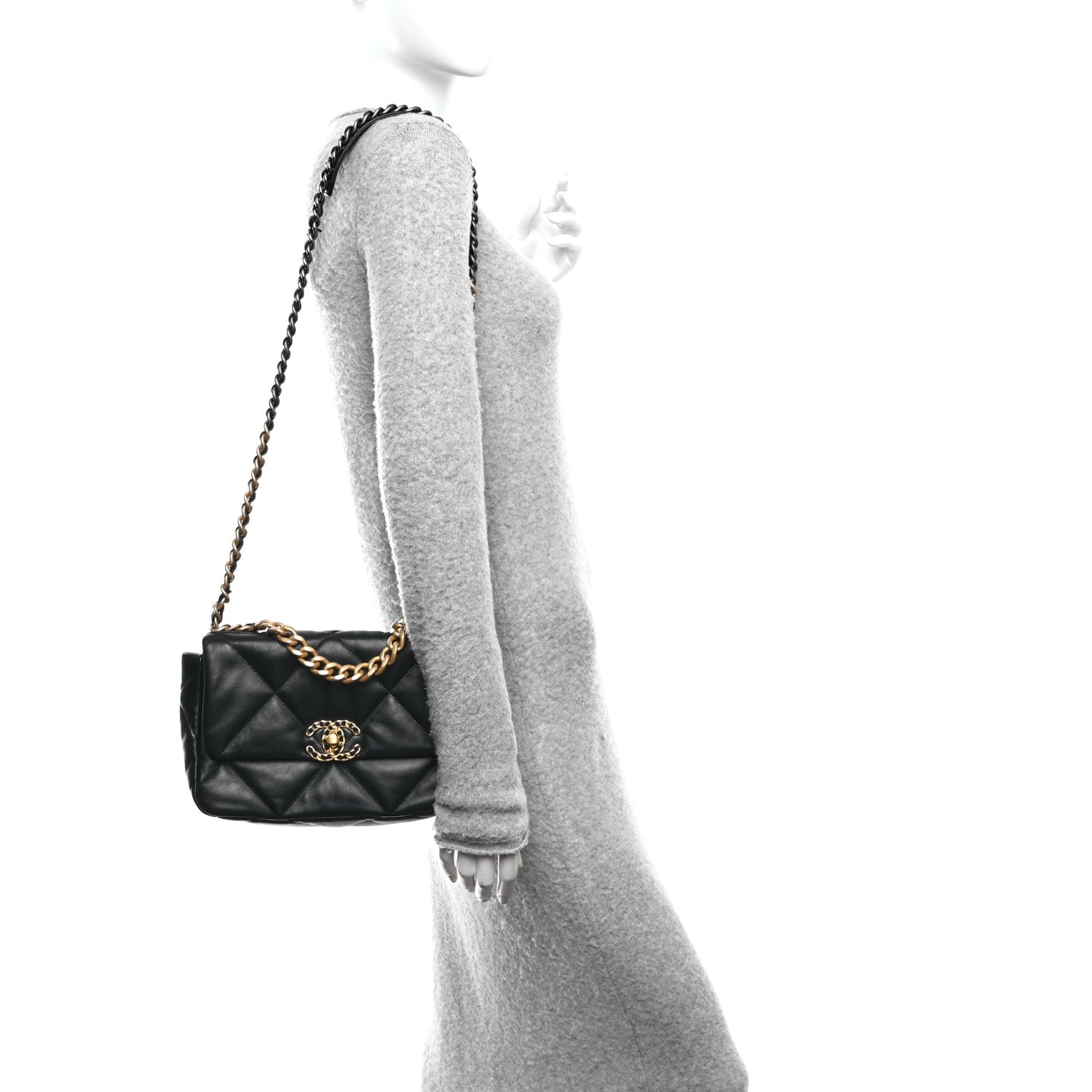 Chanel Lambskin Quilted Medium Chanel 19 Flap Black 2 of 12