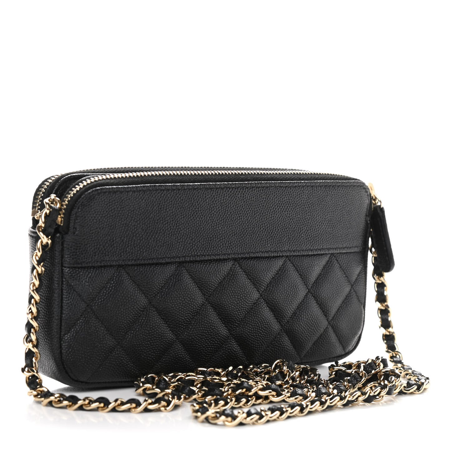 Caviar Quilted Small Vintage Mademoiselle Clutch With Chain Black