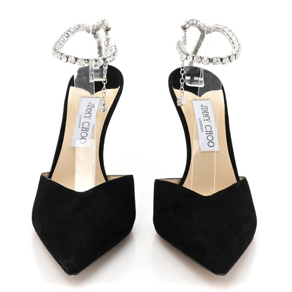 Jimmy Choo Suede Crystal Saeda 100 Pumps 41 Black 2 of 8