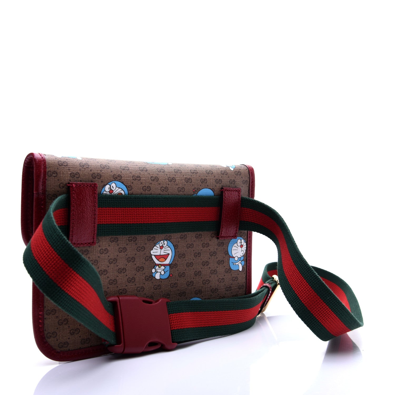 Gucci X DORAEMON Mini Vintage GG Supreme Monogram Web Slim Belt Bag Beige Cherry Red 3 of 14
