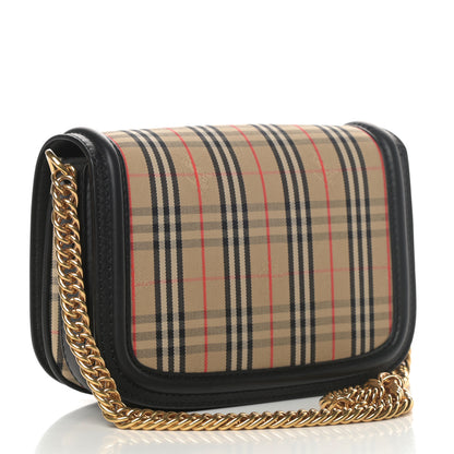 Burberry Smooth Calfskin 1983 Knight Check Link Shoulder Bag Black 3 of 12