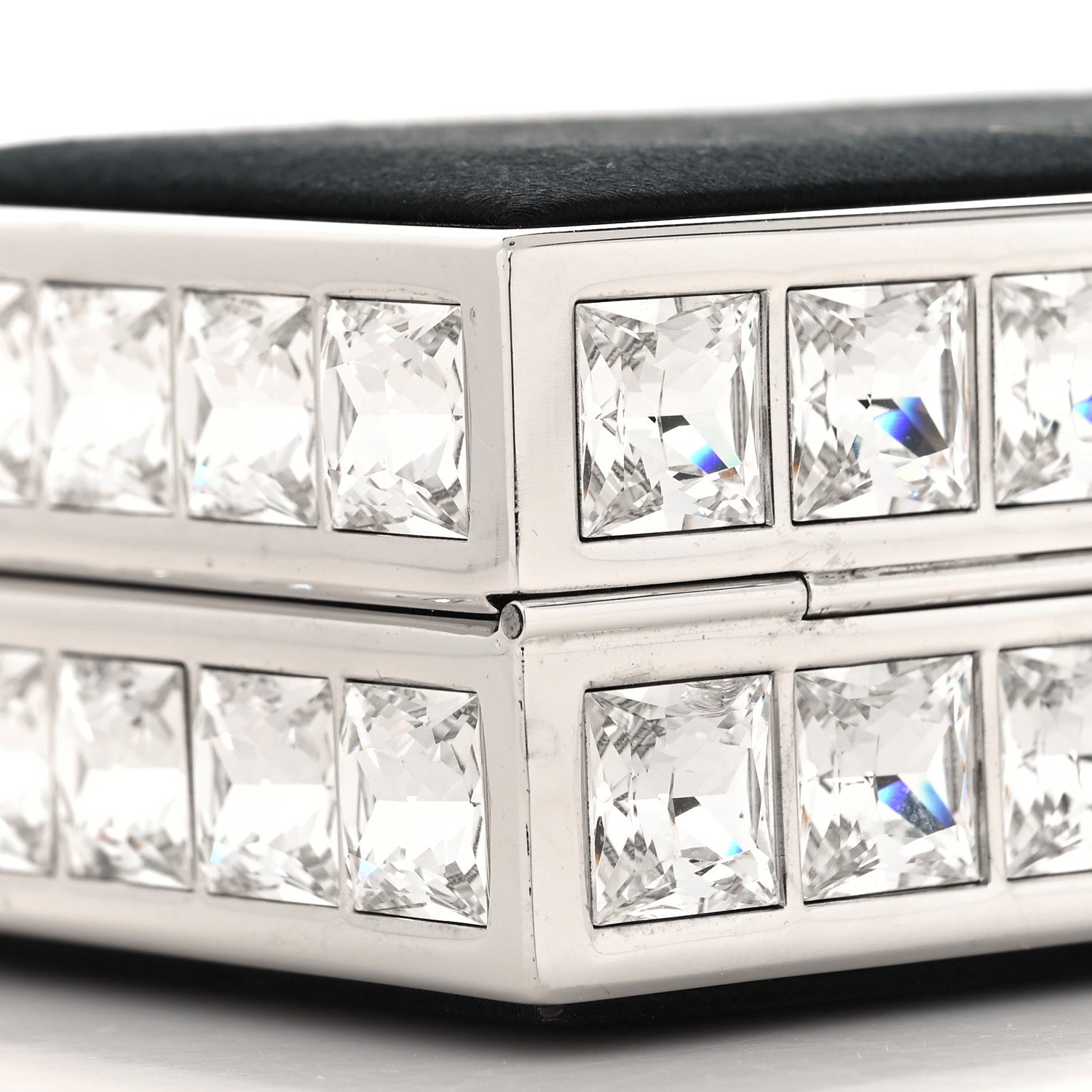 Judith Leiber Crystal Trim Satin Evening Bag Clutch Black 10 of 11