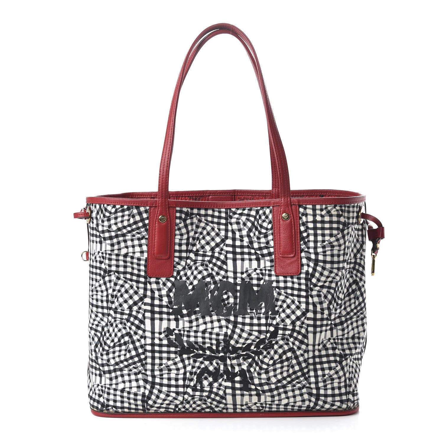 MCM Visetos Medium Liz Reversible Shopper Tote Ruby Red 9 of 15