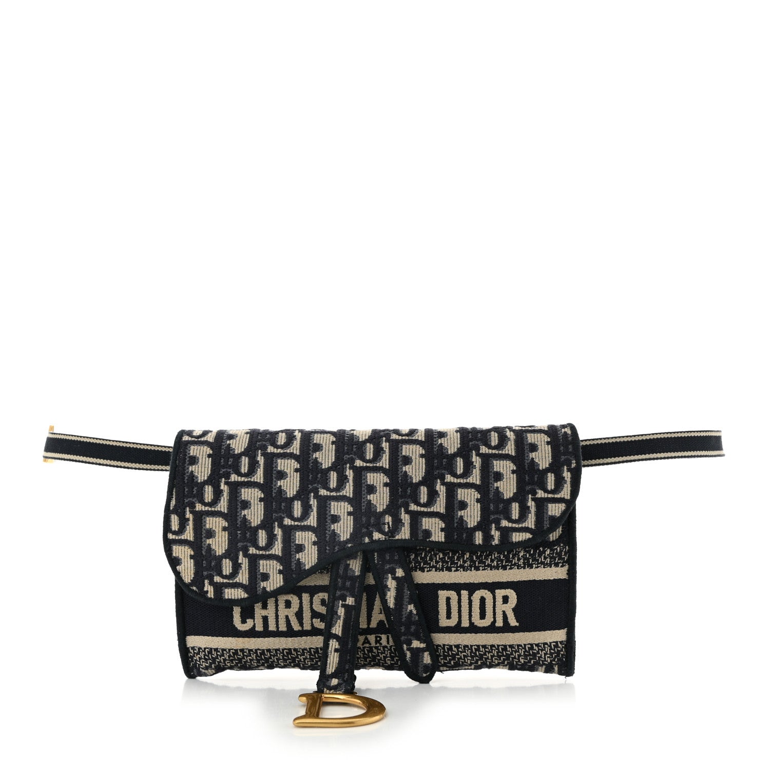 Christian Dior Oblique Slim Saddle Pouch Blue 1 of 10
