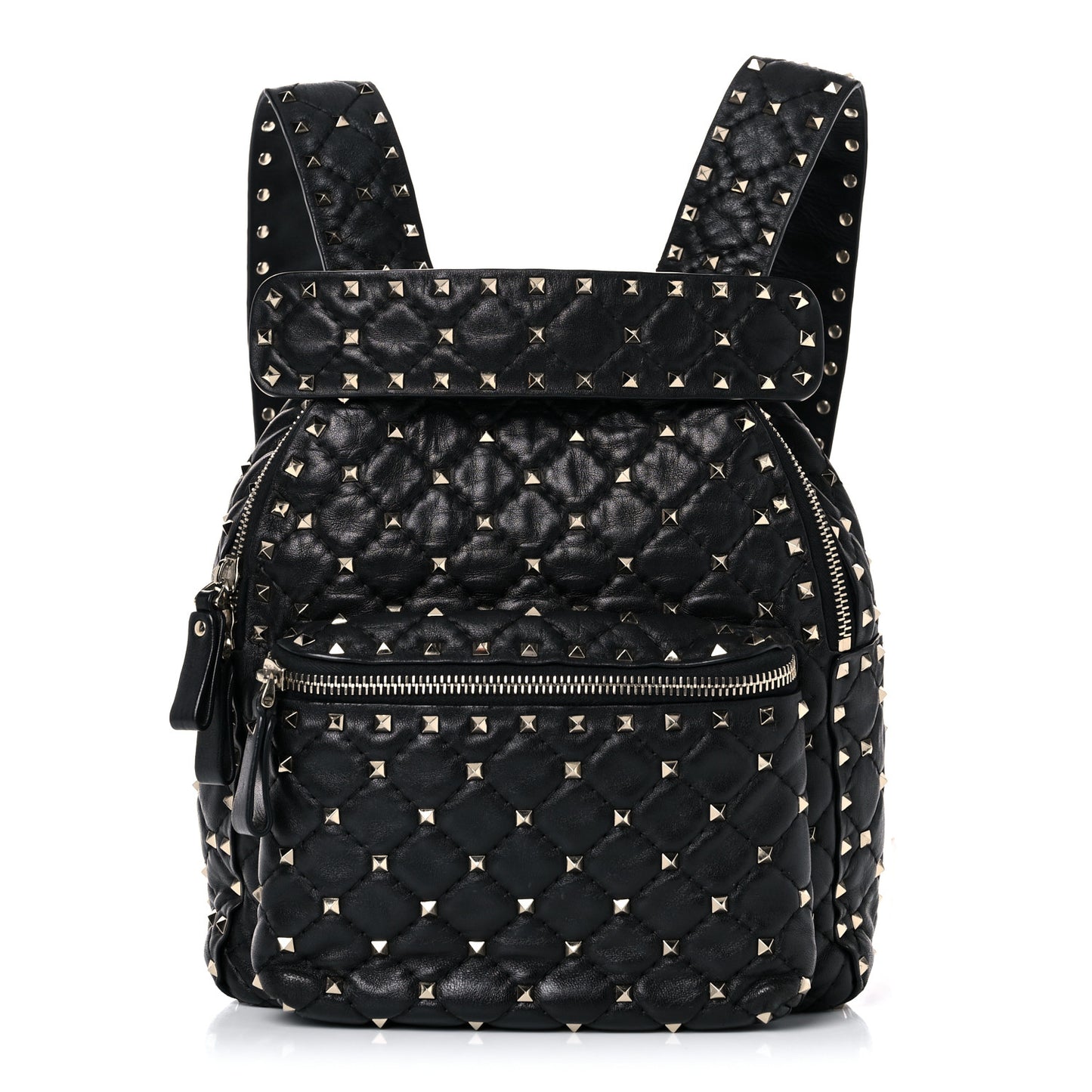 Nappa Quilted Small Rockstud Spike Backpack Black
