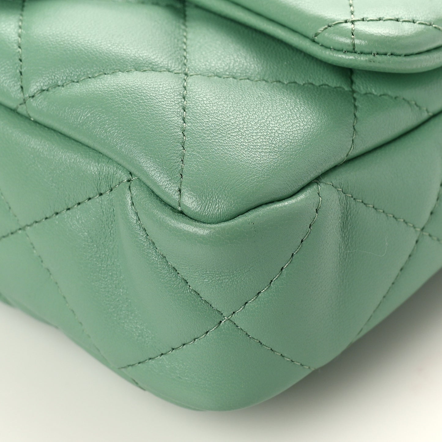 Lambskin Quilted Small Funky Town Flap Light Green