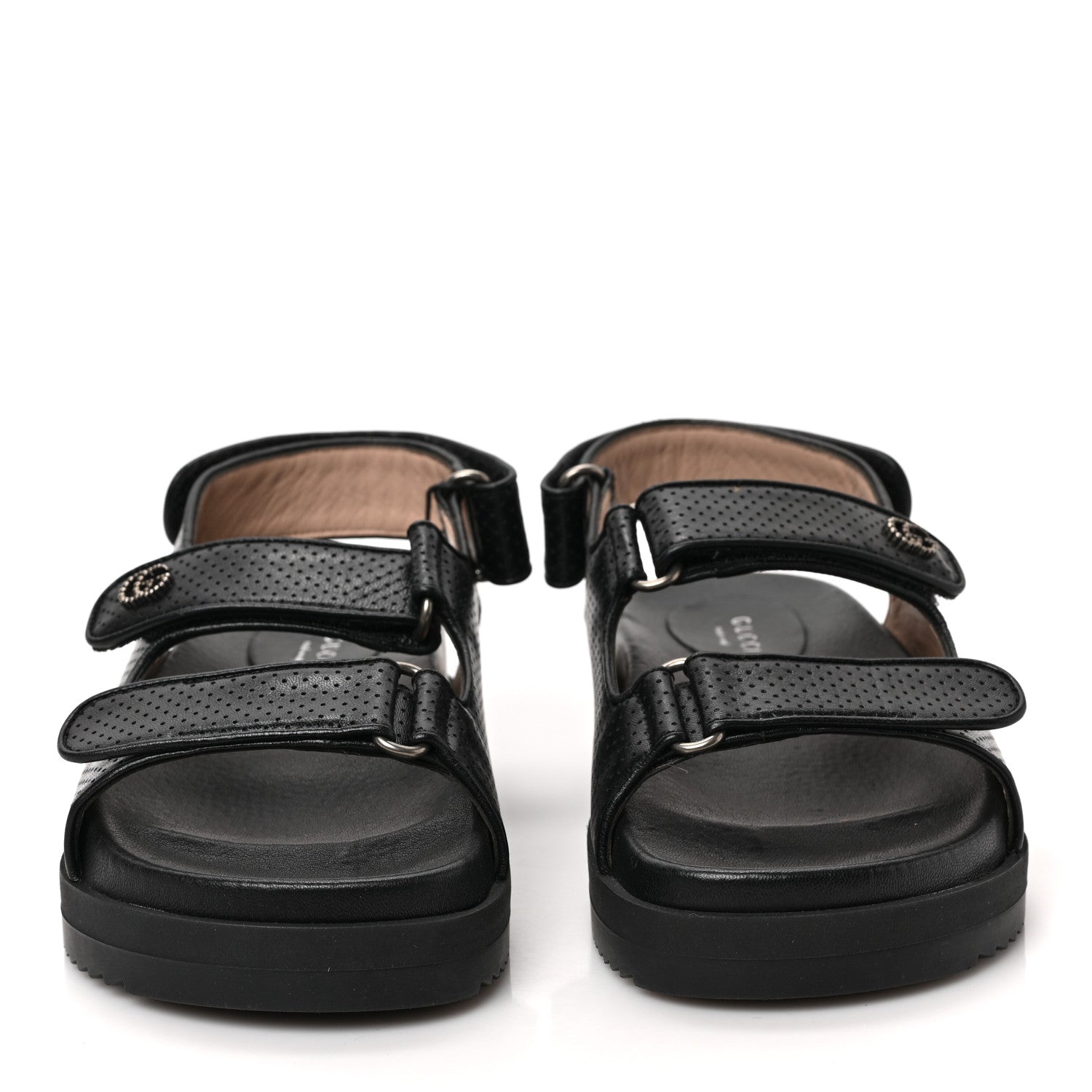 Gucci Malaga Kid Mini Double G Perforated Womens Dad Sandals 36 Black 2 of 9