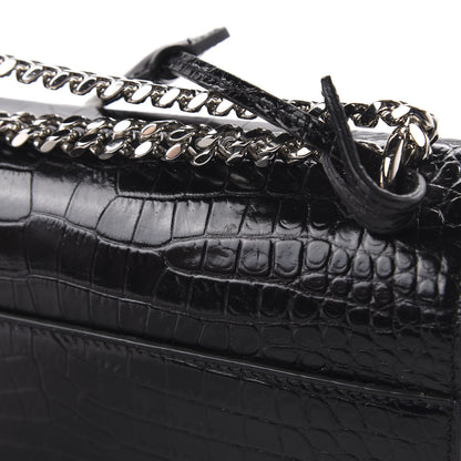 Saint Laurent Calfskin Crocodile Embossed Medium Monogram Sunset Black 10 of 11