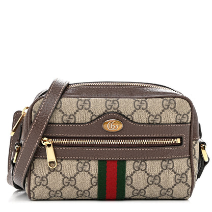 Gucci GG Supreme Monogram Web Mini Ophidia Shoulder Bag Brown 1 of 10