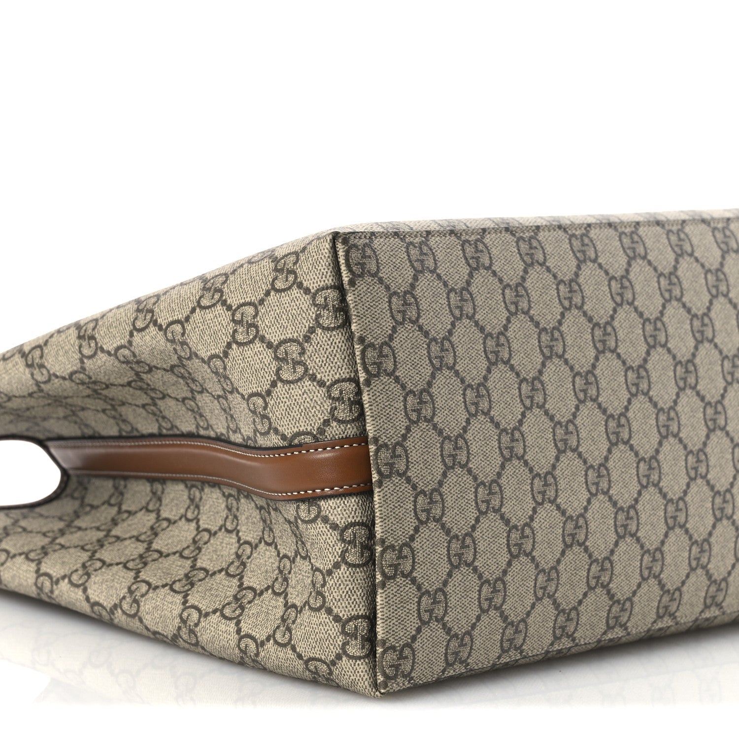 Gucci GG Supreme Monogram Emblem Large Tote Bag Beige Dark Brown 8 of 10