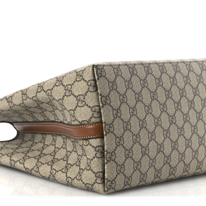 Gucci GG Supreme Monogram Emblem Large Tote Bag Beige Dark Brown 8 of 10
