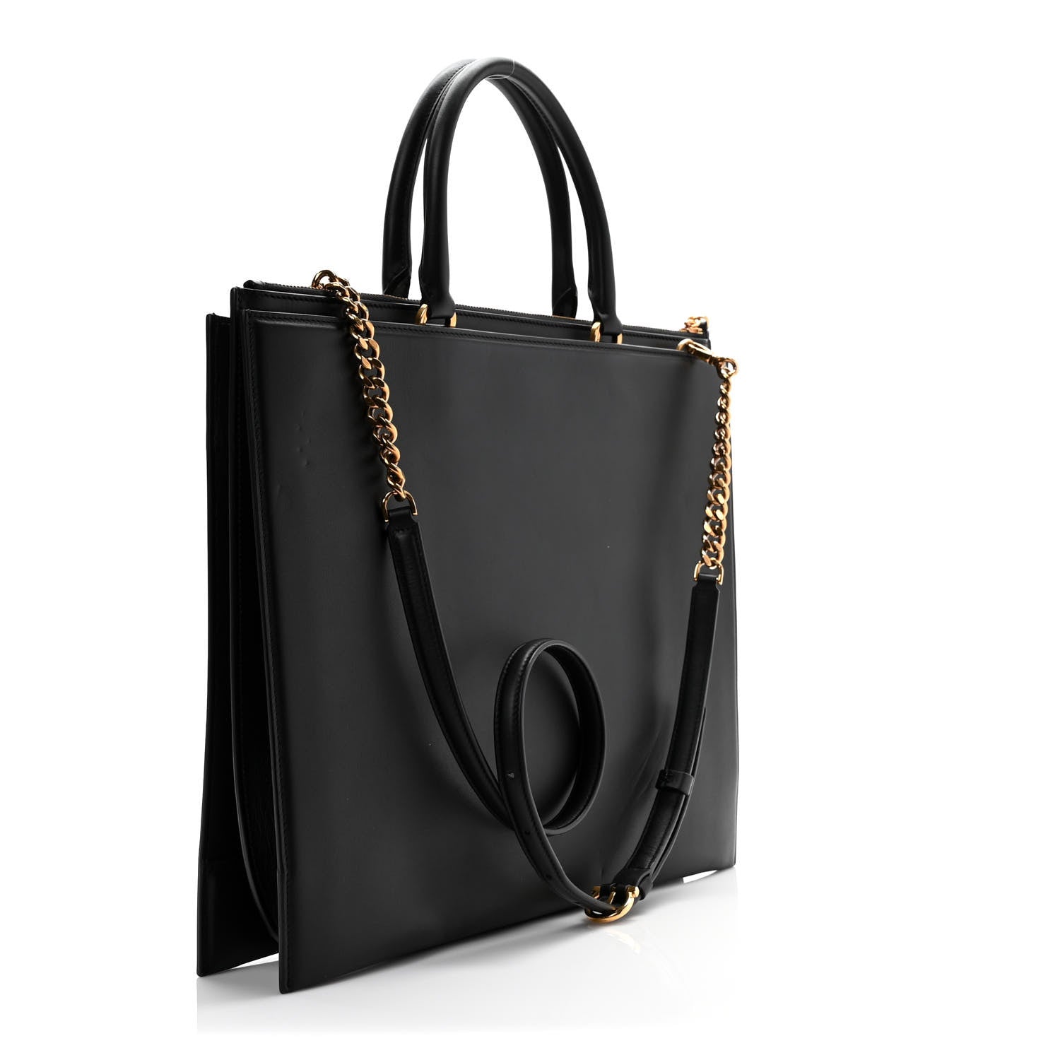 Salvatore Ferragamo Calfskin Gancini Trifolio Top Handle Tote Bag Black 2 of 8