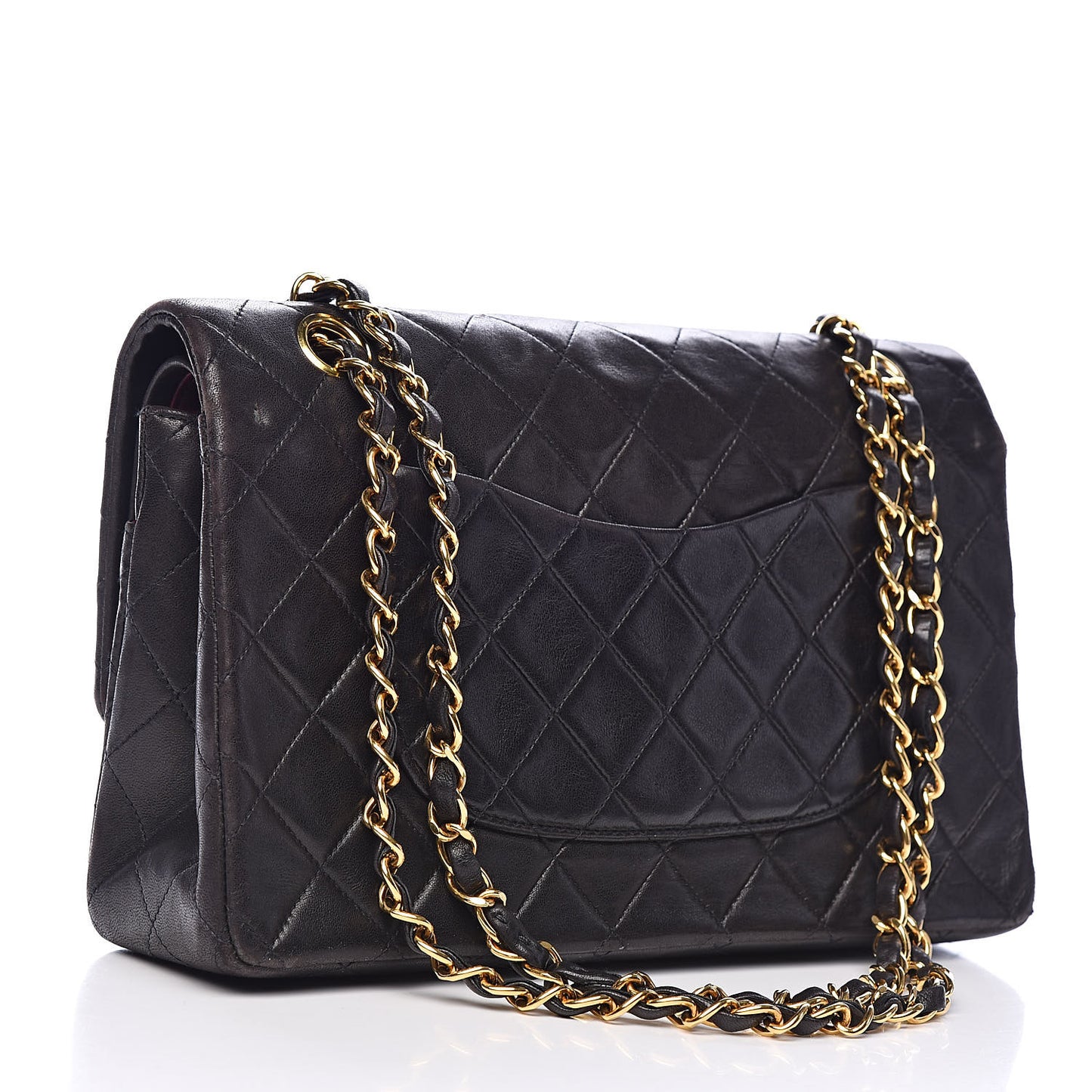 Lambskin Quilted Medium Double Flap Black