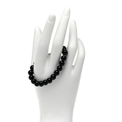 David Yurman Sterling Silver Black Onyx 8mm Spiritual Beads Adjustable Bracelet 2 of 5