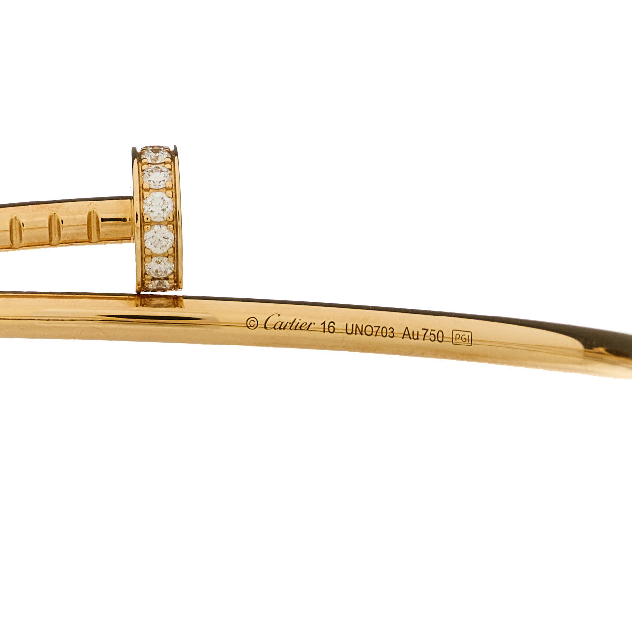 Cartier 18K Yellow Gold Diamond Small Juste Un Clou Bracelet 16 4 of 5