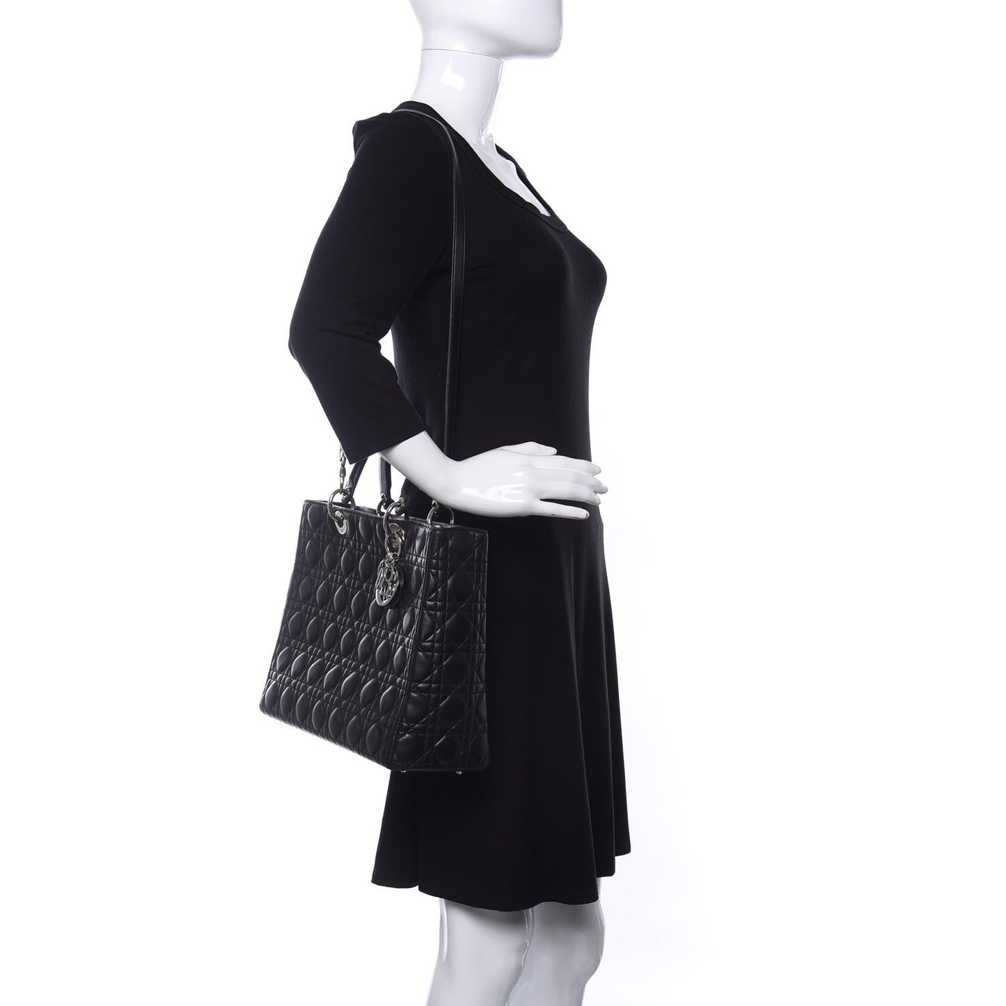 Lambskin Cannage Large Lady Dior Black