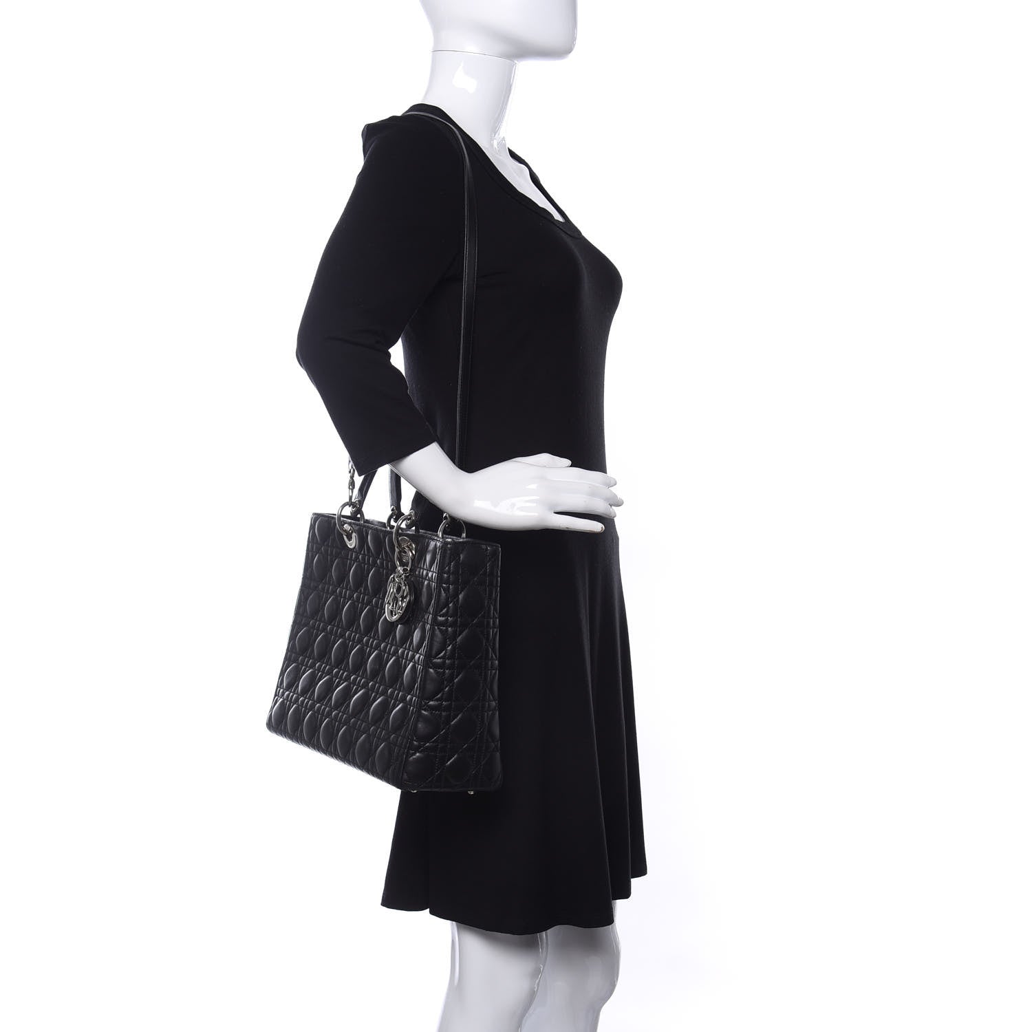 Christian Dior Lambskin Cannage Large Lady Dior Black 2 of 10
