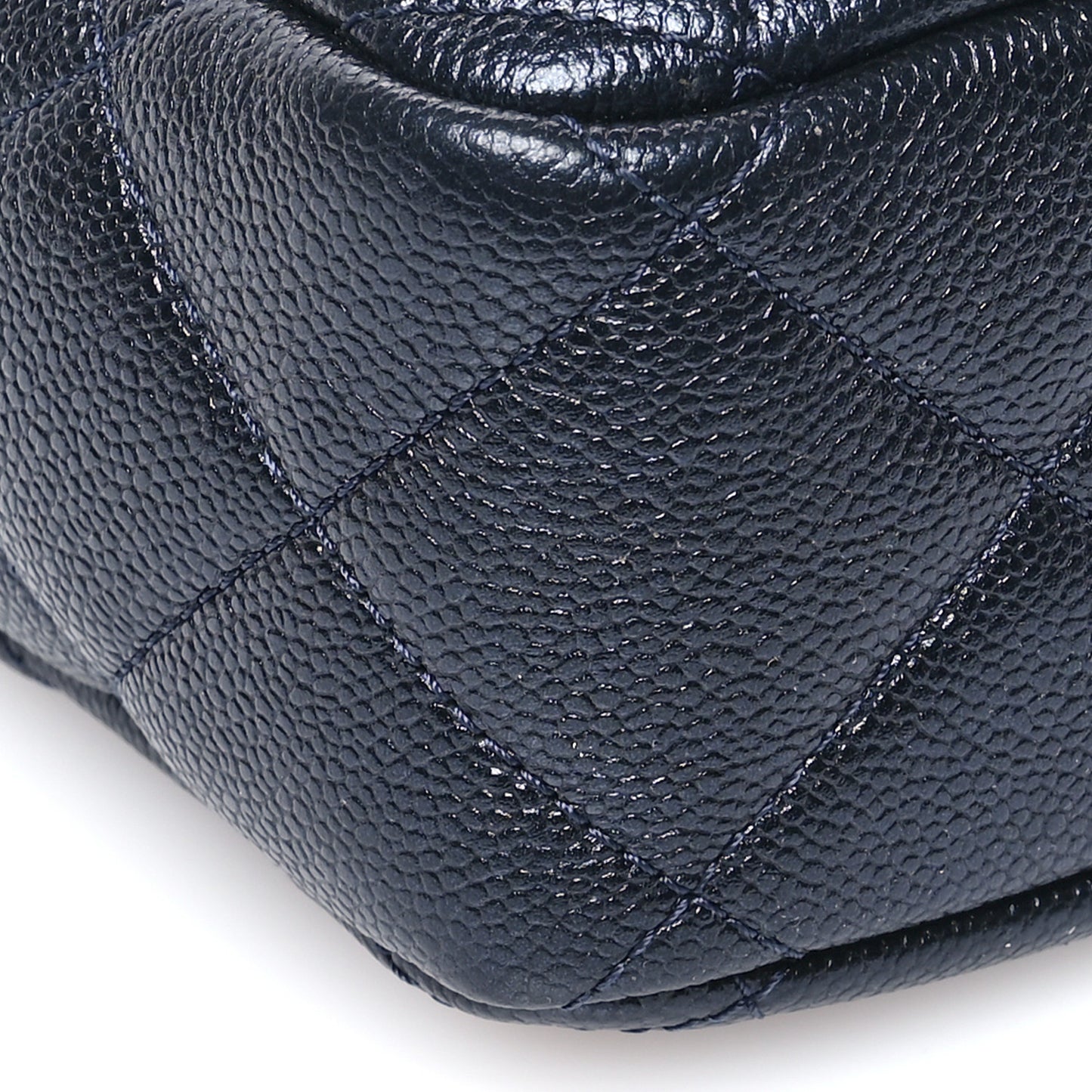 Iridescent Caviar Quilted Chain Melody Camera Bag Dark Blue