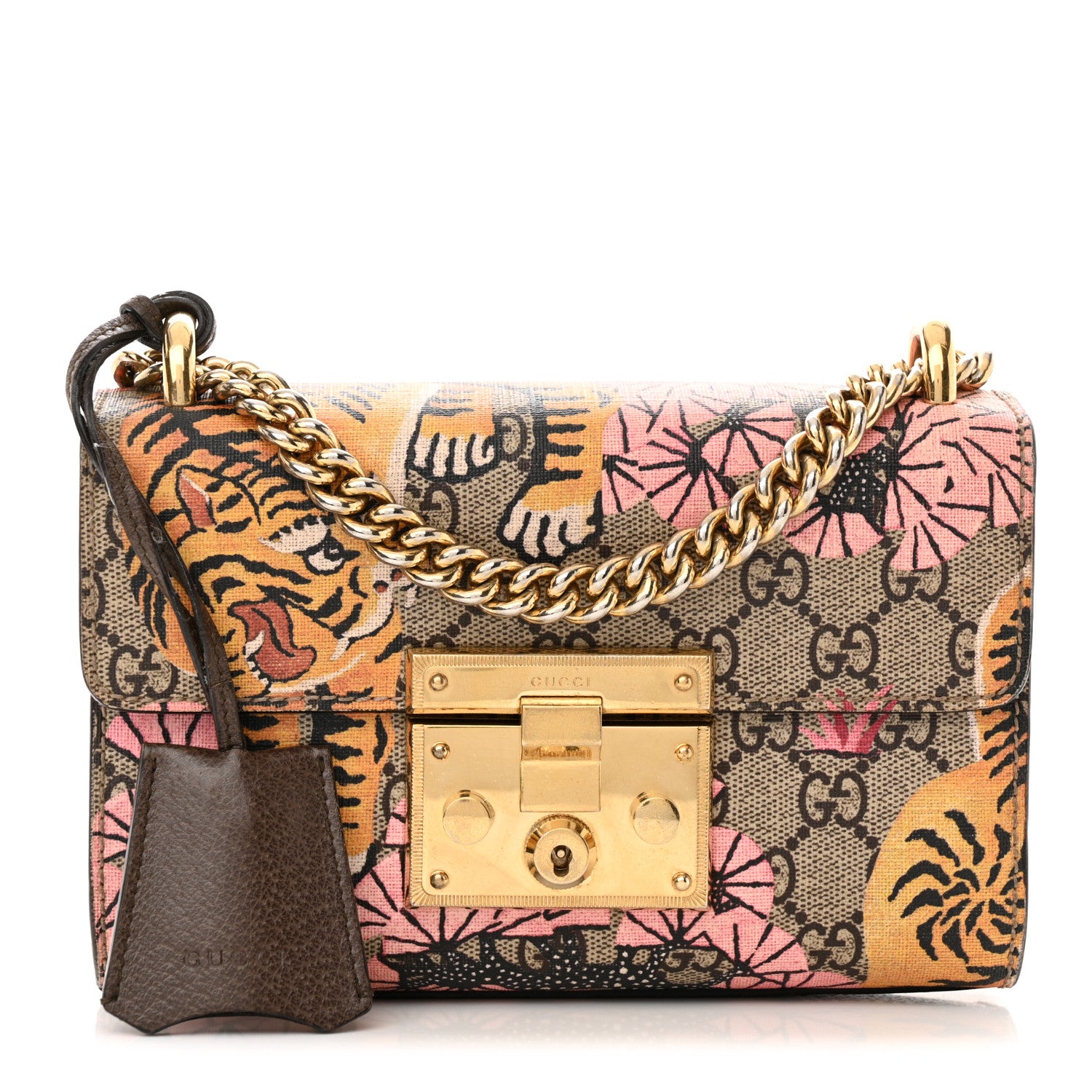 Gucci GG Supreme Monogram Bengal Small Padlock Shoulder Bag Beige Pink 1 of 14