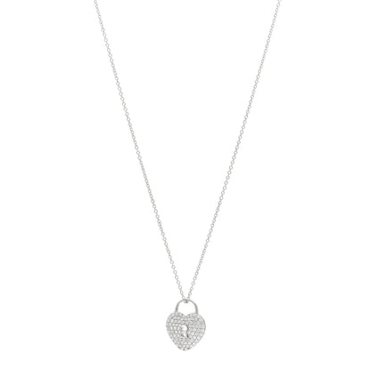 Tiffany Platinum Diamond Small Heart Lock Pendant Necklace 1 of 4