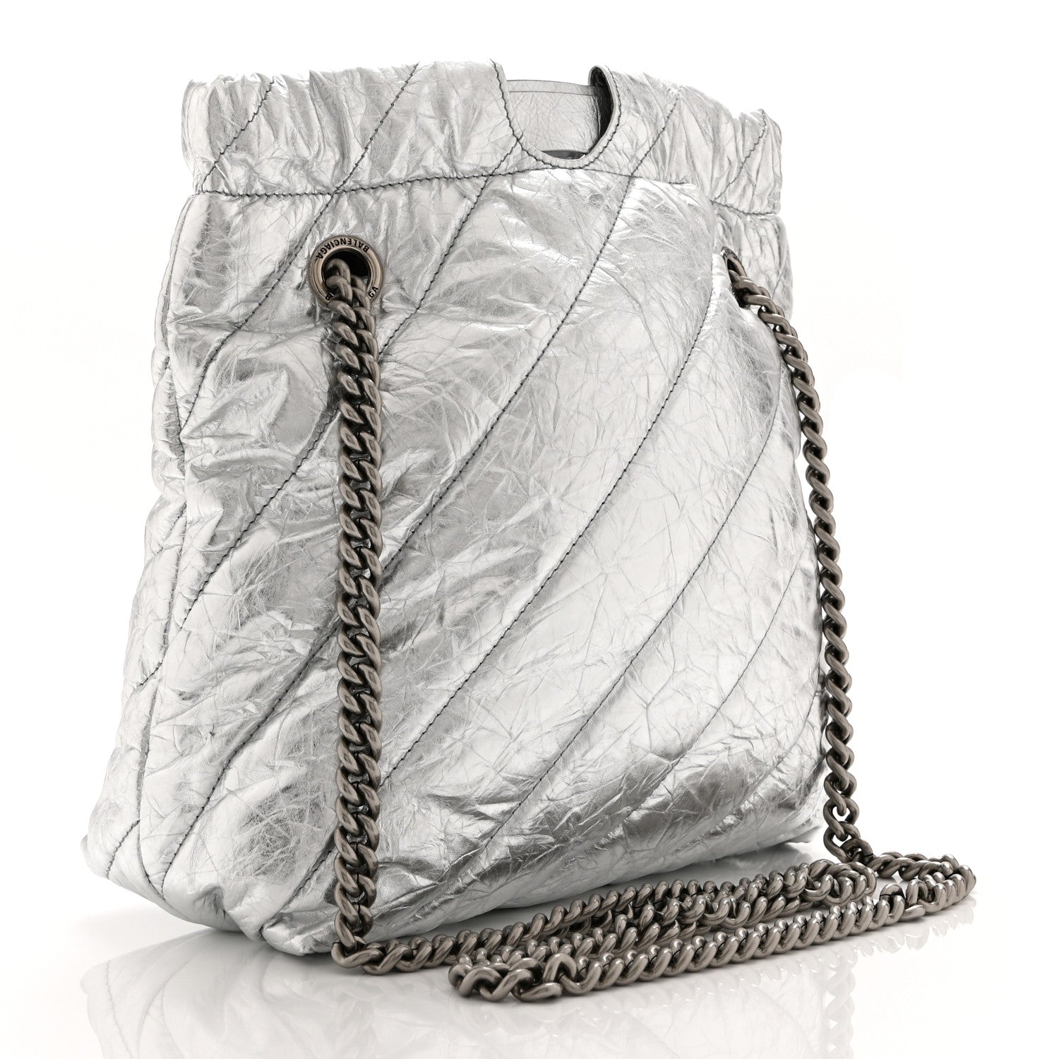 Balenciaga Crushed Calfskin Quilted Crush Small Tote Bag Silver 3 of 10