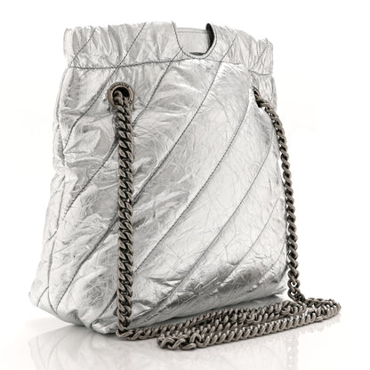 Balenciaga Crushed Calfskin Quilted Crush Small Tote Bag Silver 3 of 10