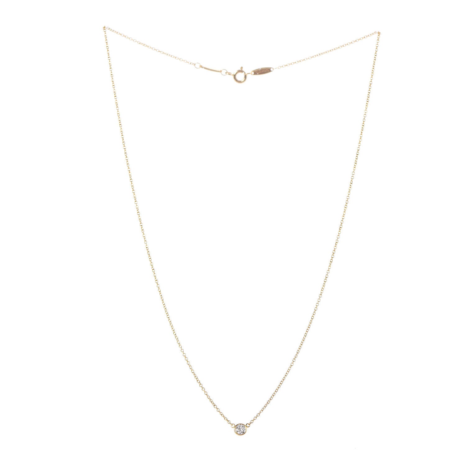 Tiffany 18K Yellow Gold Diamond .17ct Elsa Peretti Diamonds by the Yard Pendant Necklace 3 of 6