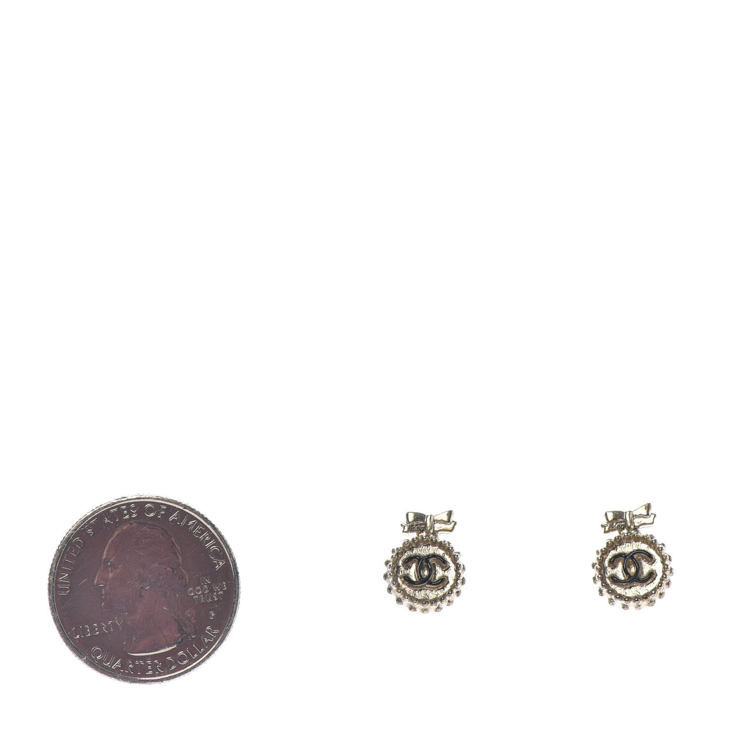 Chanel Round CC Bow Earrings Gold 2 of 4