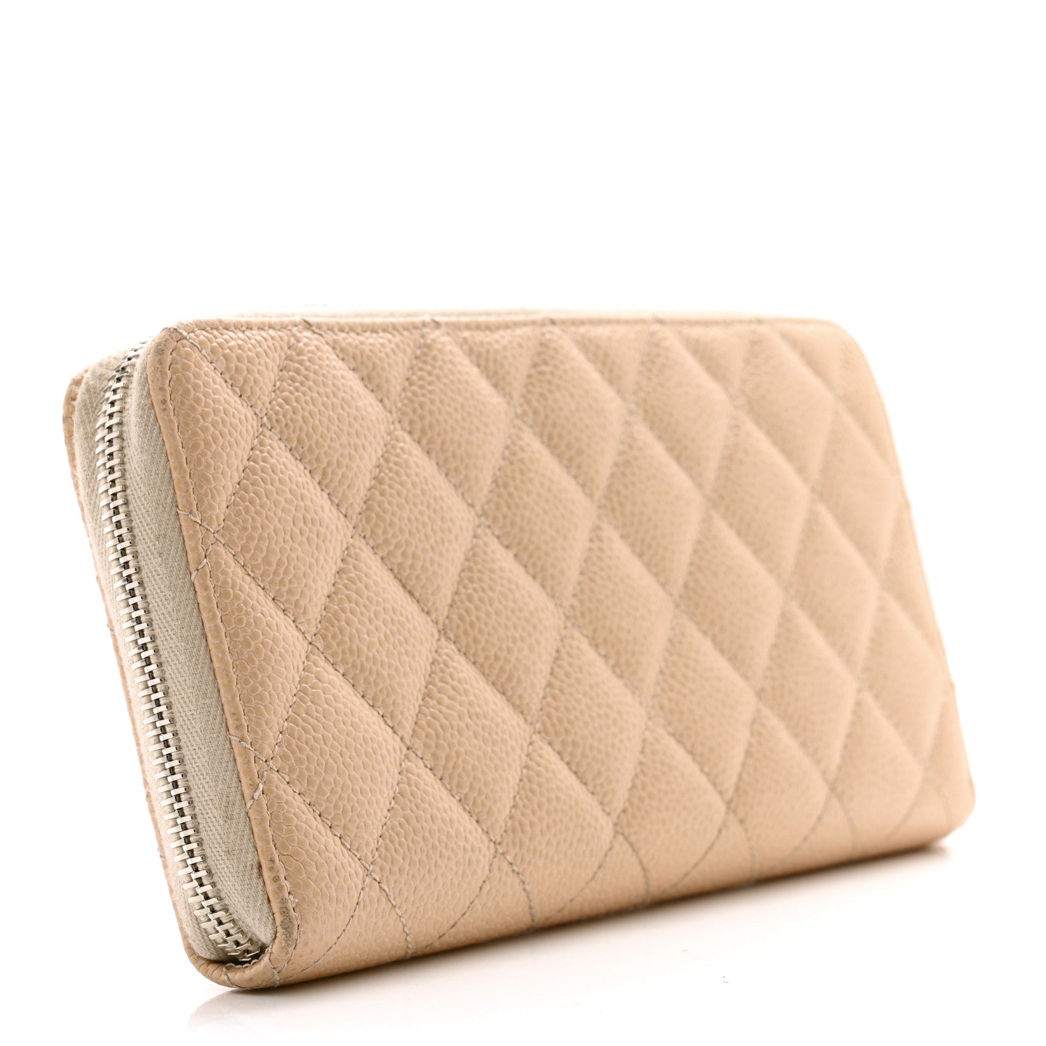 Chanel Iridescent Caviar Quilted Large Gusset Zip Around Wallet Beige Clair 3 of 11