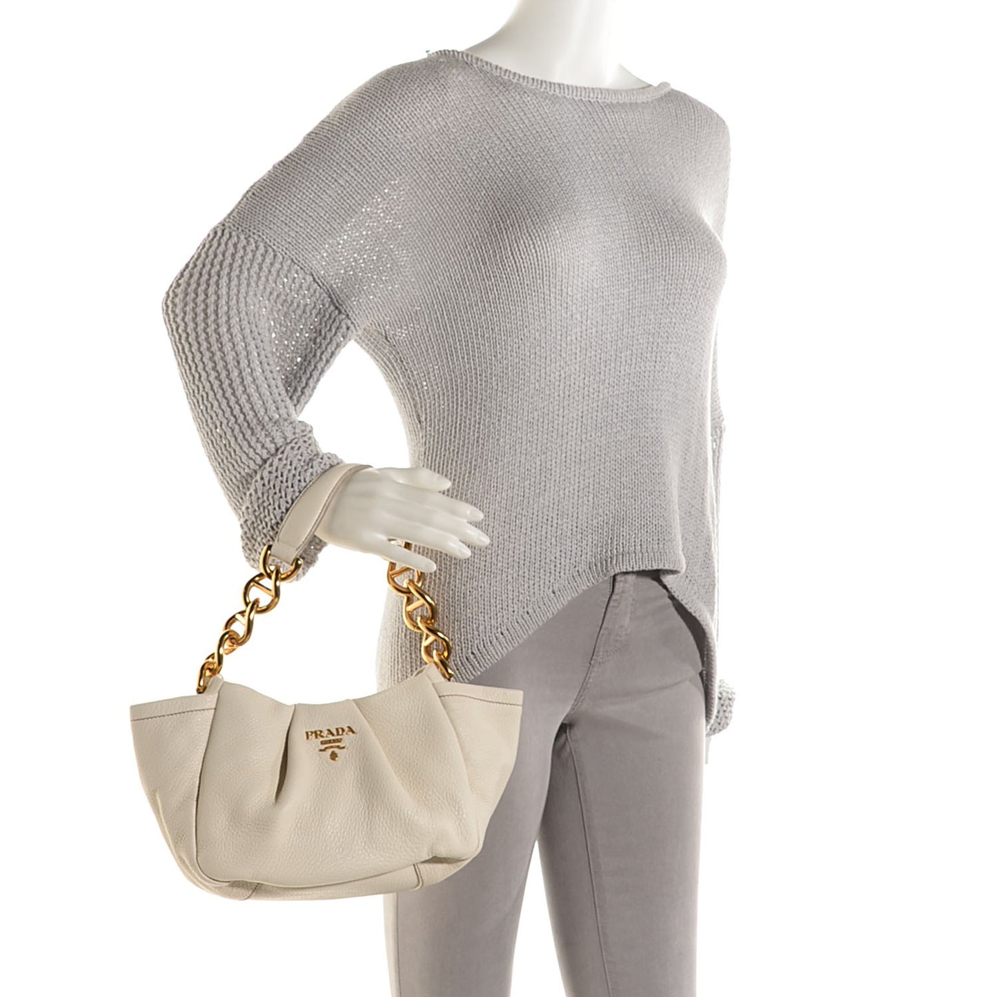Cervo Pleats Small Shoulder Bag Talco