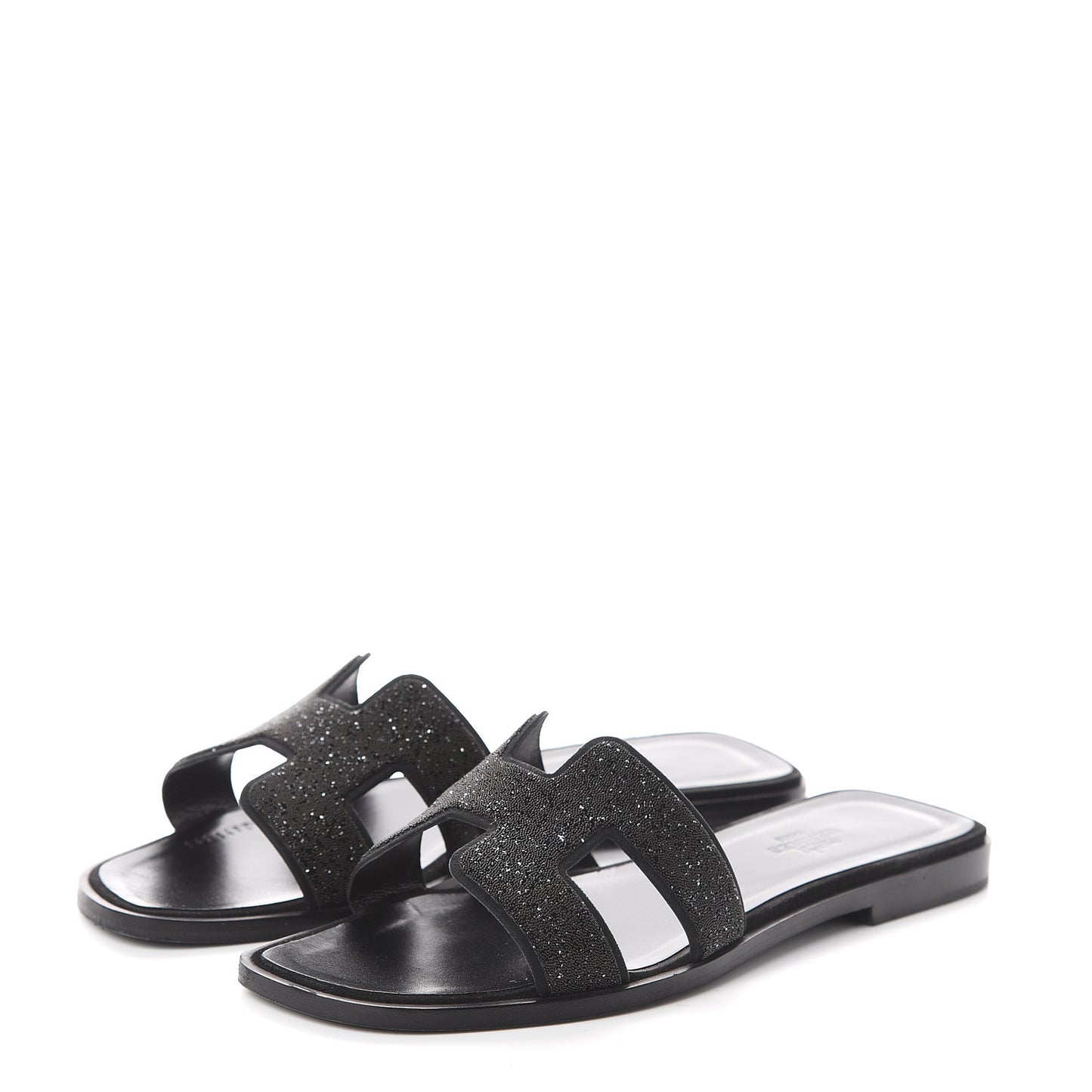Suede Goatskin Crystal Powder Oran Sandals 37 Black
